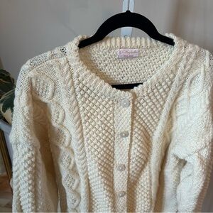 Vintage Handmade Cable Knit Cardigan Sweater with Buttons